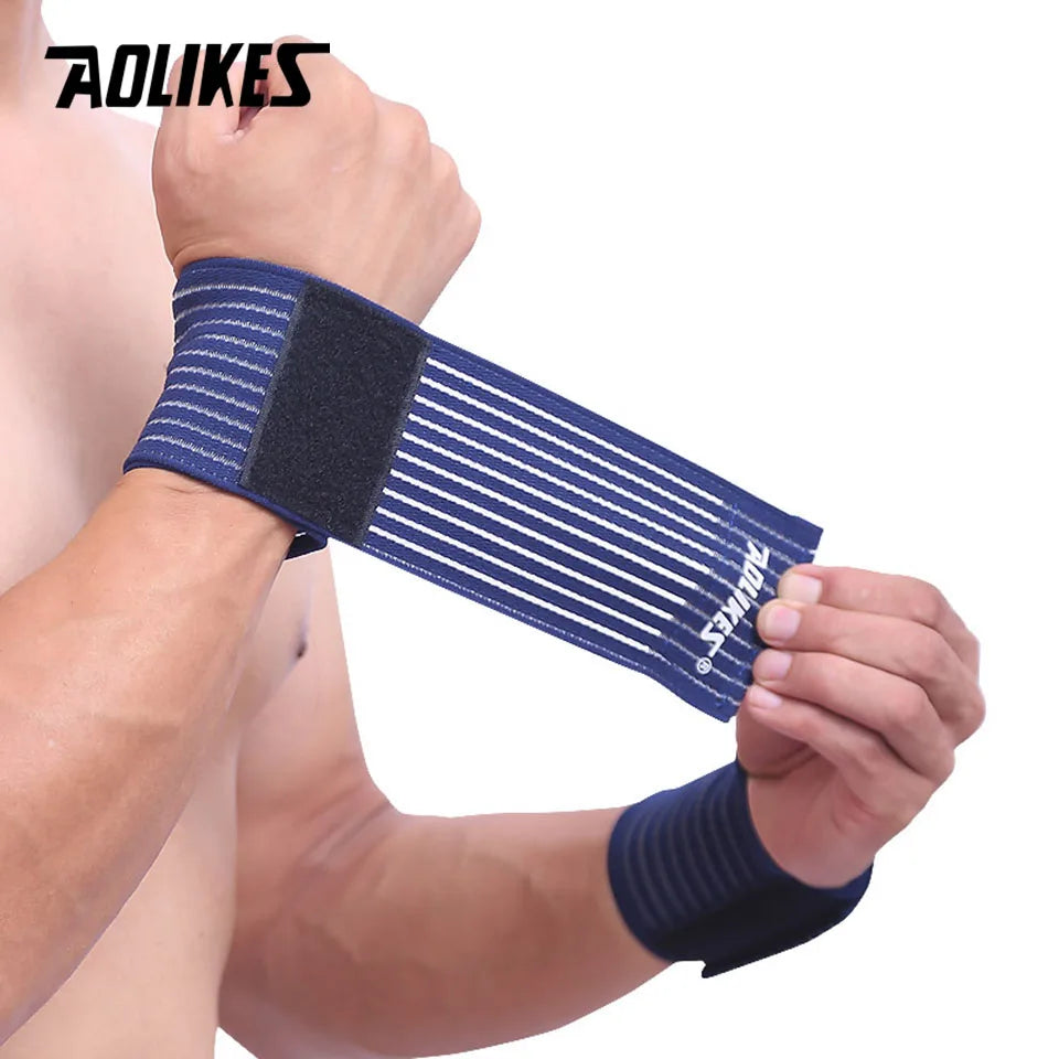 AOLIKES 1PCS Elastic Sport Bandage Wristband hand Gym Support wrist brace Wrap Tennis Cotton Weat band Fitness Powerlifting