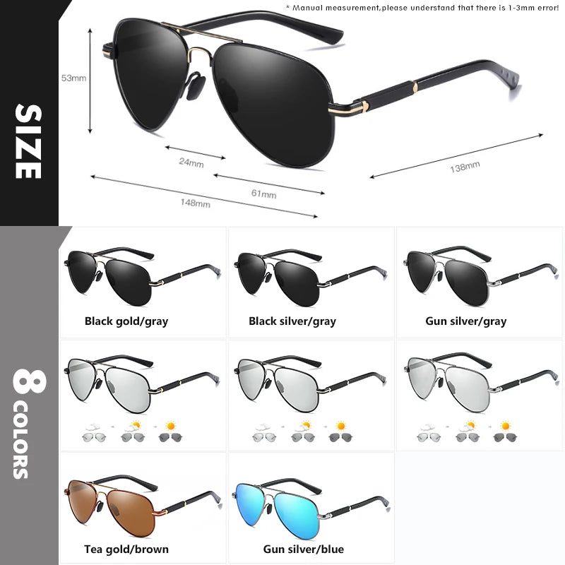 2022 neue Trend Qualität Titan Legierung Sonnenbrille Polarisierte Männer Photochrome Sonnenbrille Frauen Pilot Spiegel Shades Oculos De Sol