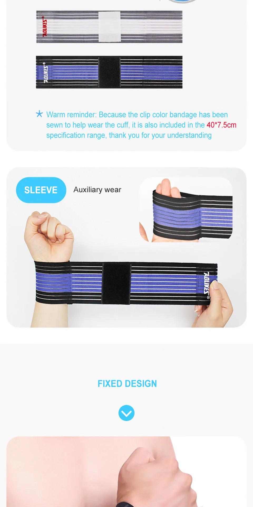 AOLIKES 1PCS Elastic Sport Bandage Wristband hand Gym Support wrist brace Wrap Tennis Cotton Weat band Fitness Powerlifting