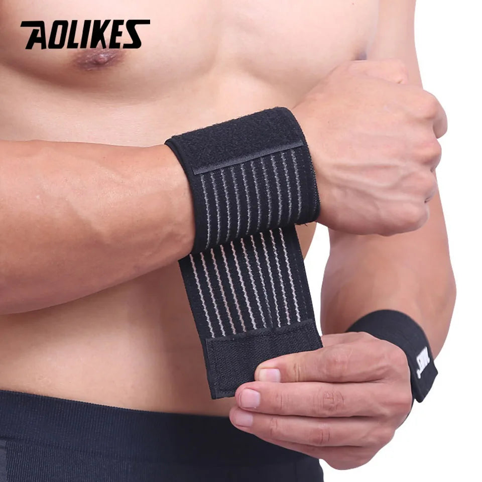 AOLIKES 1PCS Elastic Sport Bandage Wristband hand Gym Support wrist brace Wrap Tennis Cotton Weat band Fitness Powerlifting