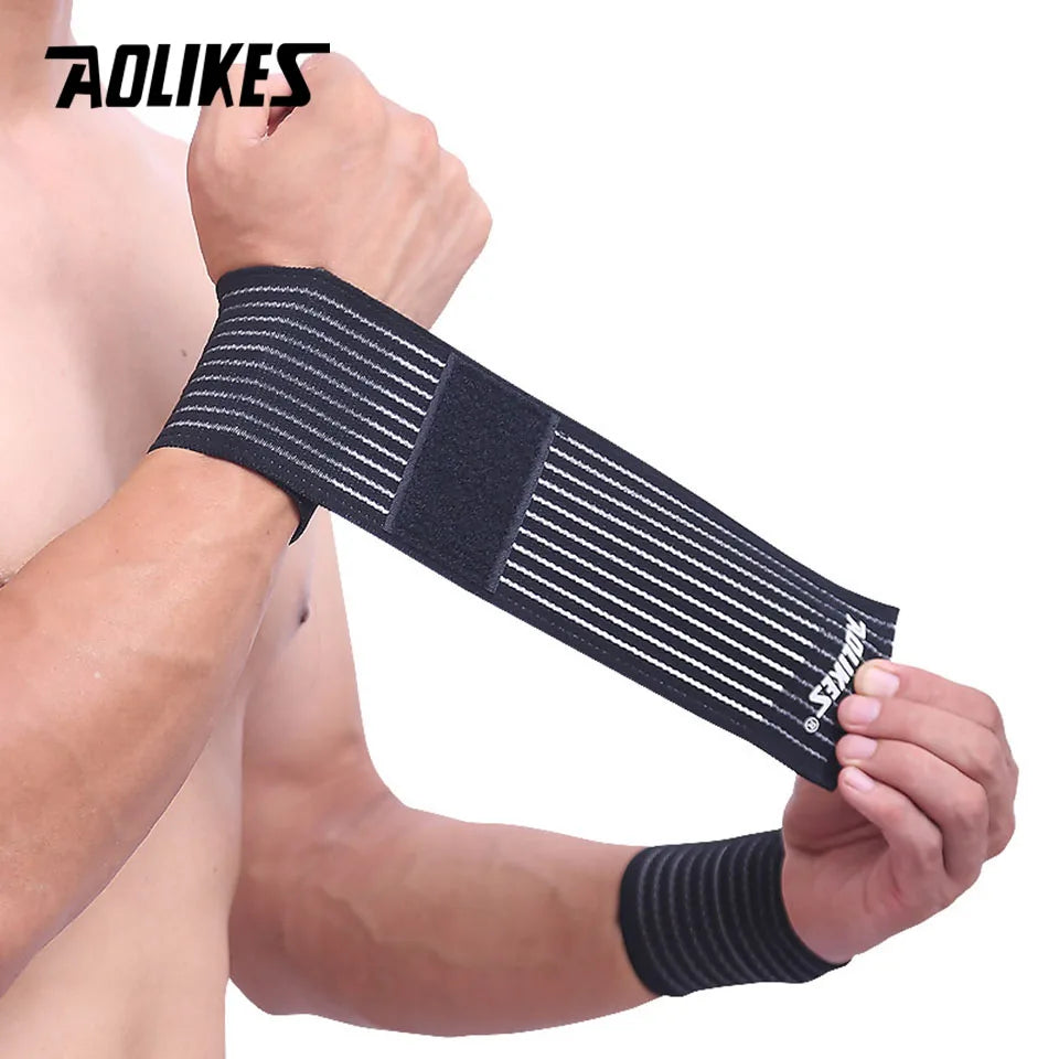 AOLIKES 1PCS Elastic Sport Bandage Wristband hand Gym Support wrist brace Wrap Tennis Cotton Weat band Fitness Powerlifting