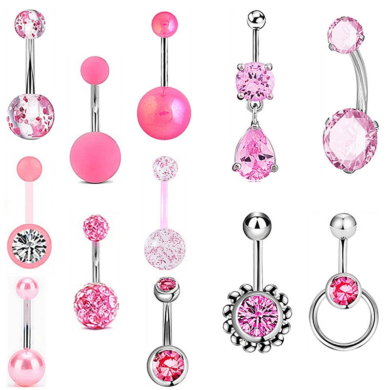 5-12pc/Set Cute Dangle Belly Ring Pack 14G Navel Piercing Bulk Sexy Belly Ring Set Belly Button Ring Lot Pircing Ombligo Jewelry