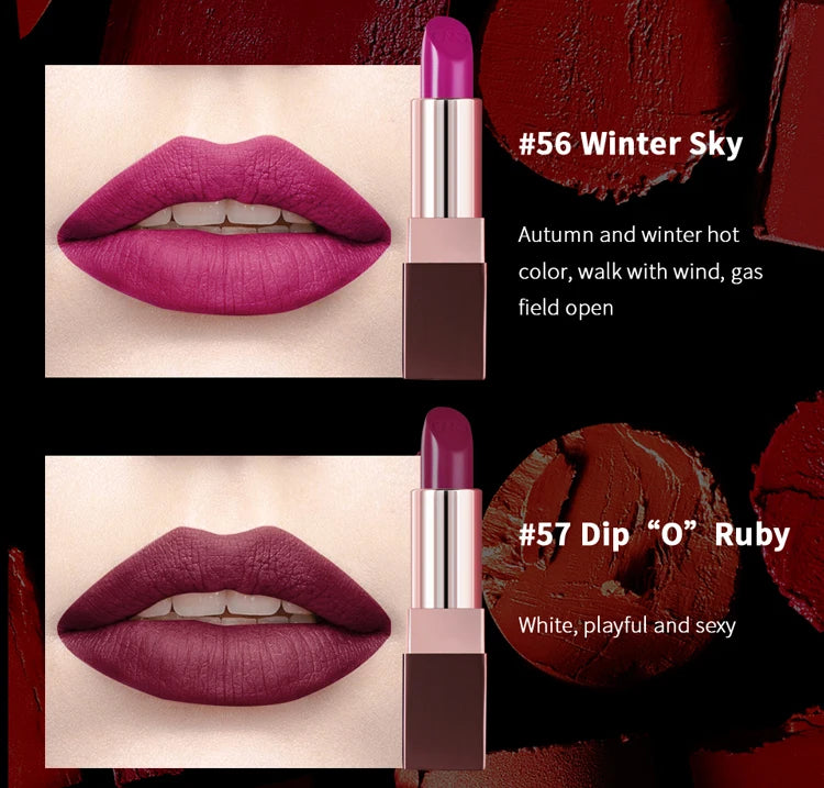 CHARMACY Waterproof Durable Easy To Wear Lipstick Natural Matte Red Velvet Lip Stick Lip Coloring Makeup Women Beauty Cosmetics