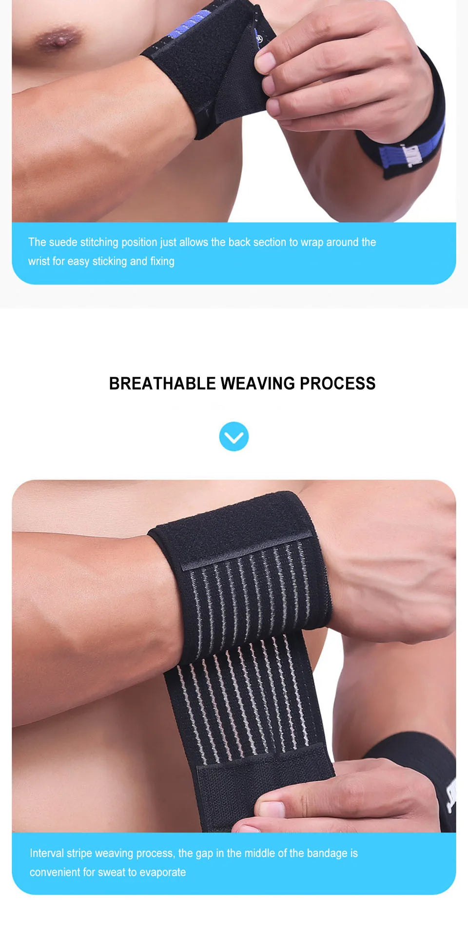 AOLIKES 1PCS Elastic Sport Bandage Wristband hand Gym Support wrist brace Wrap Tennis Cotton Weat band Fitness Powerlifting