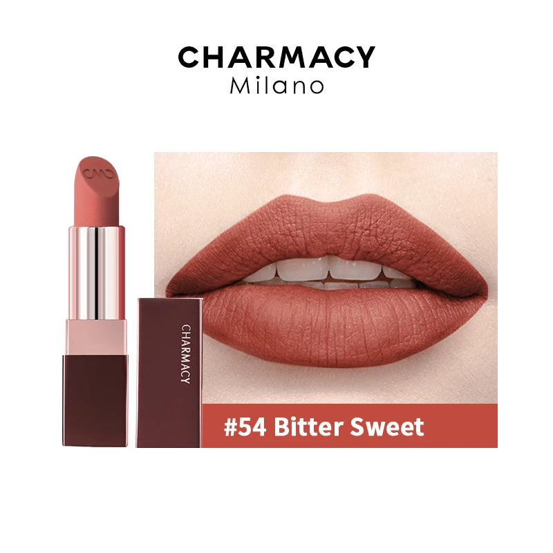 CHARMACY Waterproof Durable Easy To Wear Lipstick Natural Matte Red Velvet Lip Stick Lip Coloring Makeup Women Beauty Cosmetics