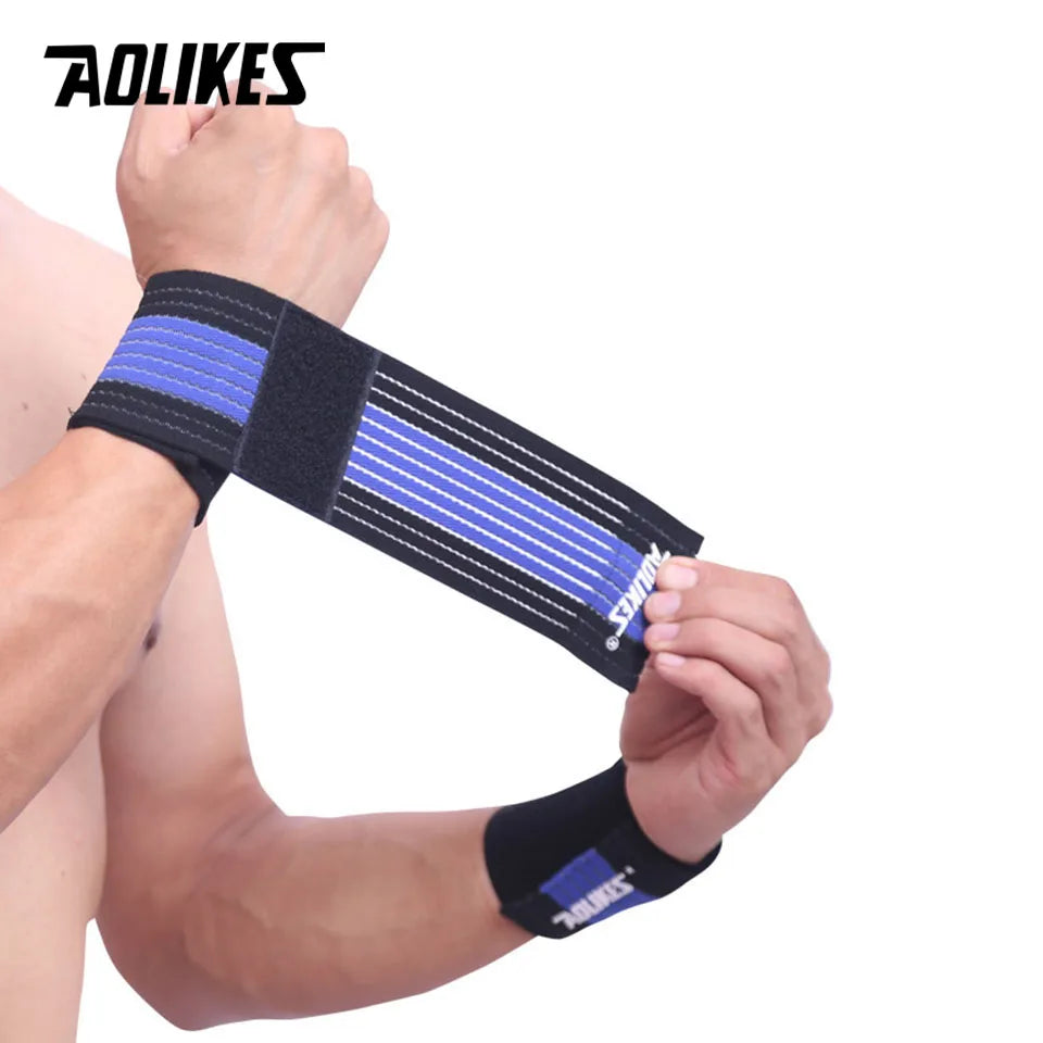 AOLIKES 1PCS Elastic Sport Bandage Wristband hand Gym Support wrist brace Wrap Tennis Cotton Weat band Fitness Powerlifting