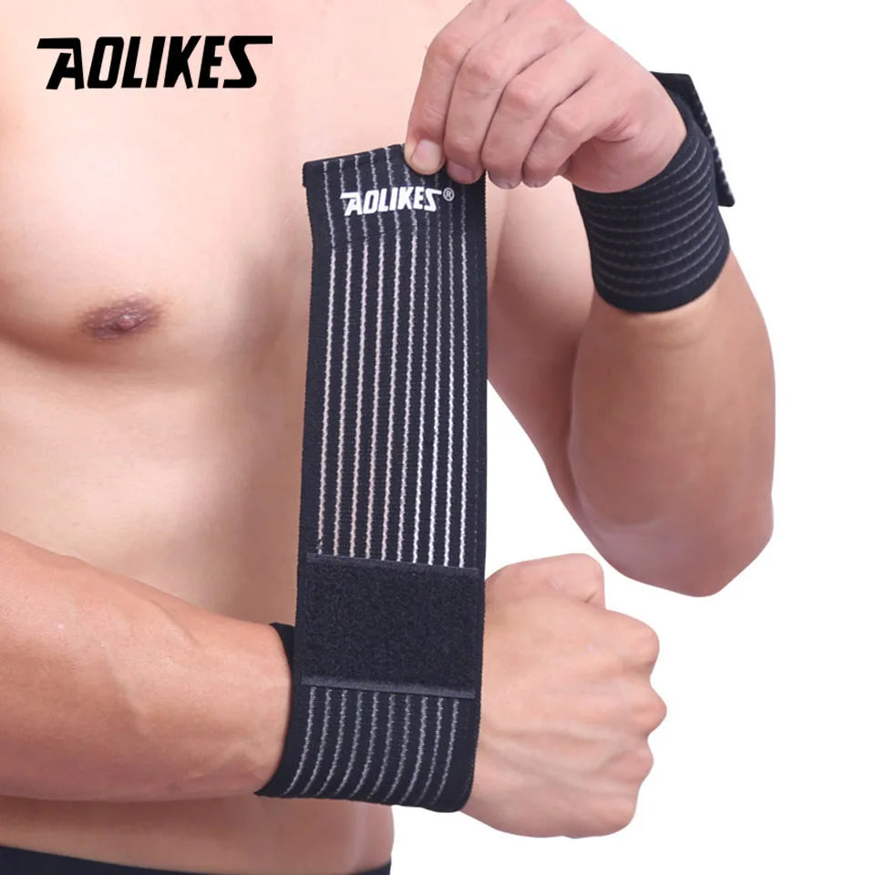 AOLIKES 1PCS Elastic Sport Bandage Wristband hand Gym Support wrist brace Wrap Tennis Cotton Weat band Fitness Powerlifting