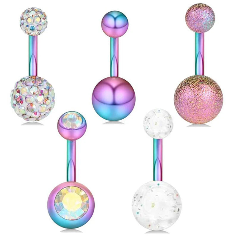 5-12pc/Set Cute Dangle Belly Ring Pack 14G Navel Piercing Bulk Sexy Belly Ring Set Belly Button Ring Lot Pircing Ombligo Jewelry