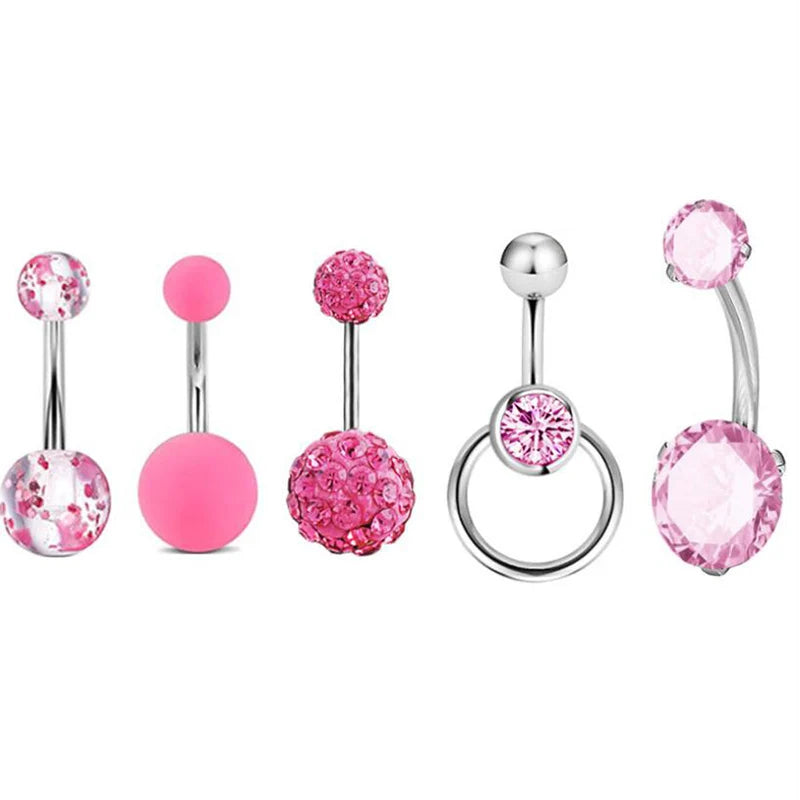 5-12pc/Set Cute Dangle Belly Ring Pack 14G Navel Piercing Bulk Sexy Belly Ring Set Belly Button Ring Lot Pircing Ombligo Jewelry