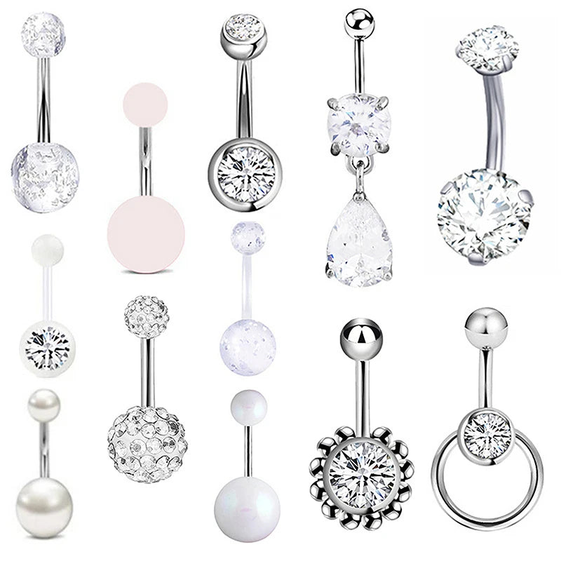 5-12pc/Set Cute Dangle Belly Ring Pack 14G Navel Piercing Bulk Sexy Belly Ring Set Belly Button Ring Lot Pircing Ombligo Jewelry