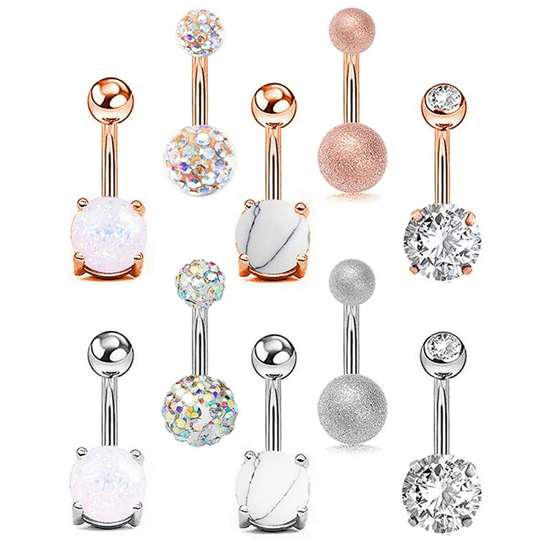 5-12pc/Set Cute Dangle Belly Ring Pack 14G Navel Piercing Bulk Sexy Belly Ring Set Belly Button Ring Lot Pircing Ombligo Jewelry