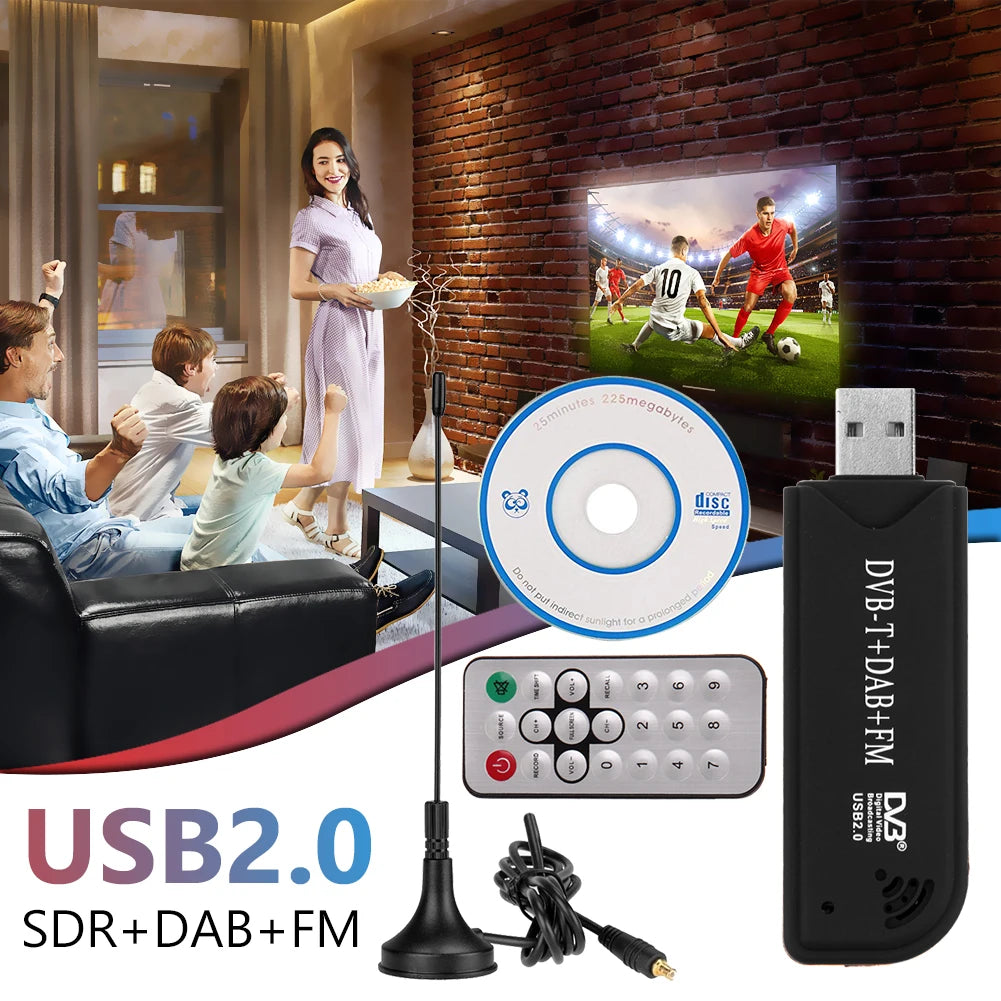 IR Remote Digital satellite USB TV Stick DAB FM DVB-T RTL2832 FC0012 SDR RTL-SDR Dongle Stick Digital TV Tuner Receiver