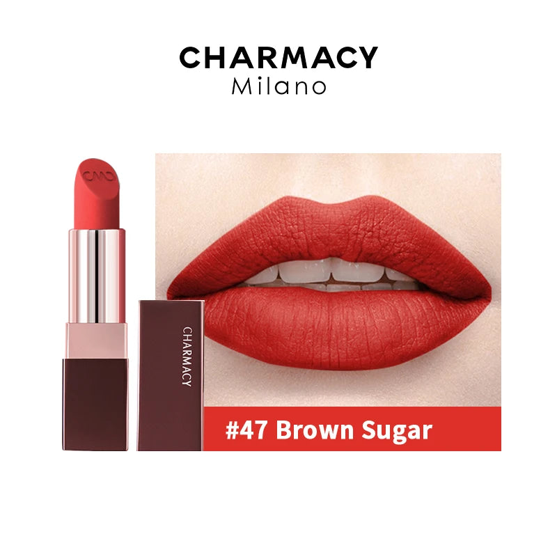 CHARMACY Waterproof Durable Easy To Wear Lipstick Natural Matte Red Velvet Lip Stick Lip Coloring Makeup Women Beauty Cosmetics