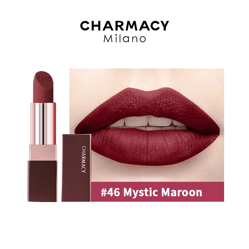 CHARMACY Waterproof Durable Easy To Wear Lipstick Natural Matte Red Velvet Lip Stick Lip Coloring Makeup Women Beauty Cosmetics