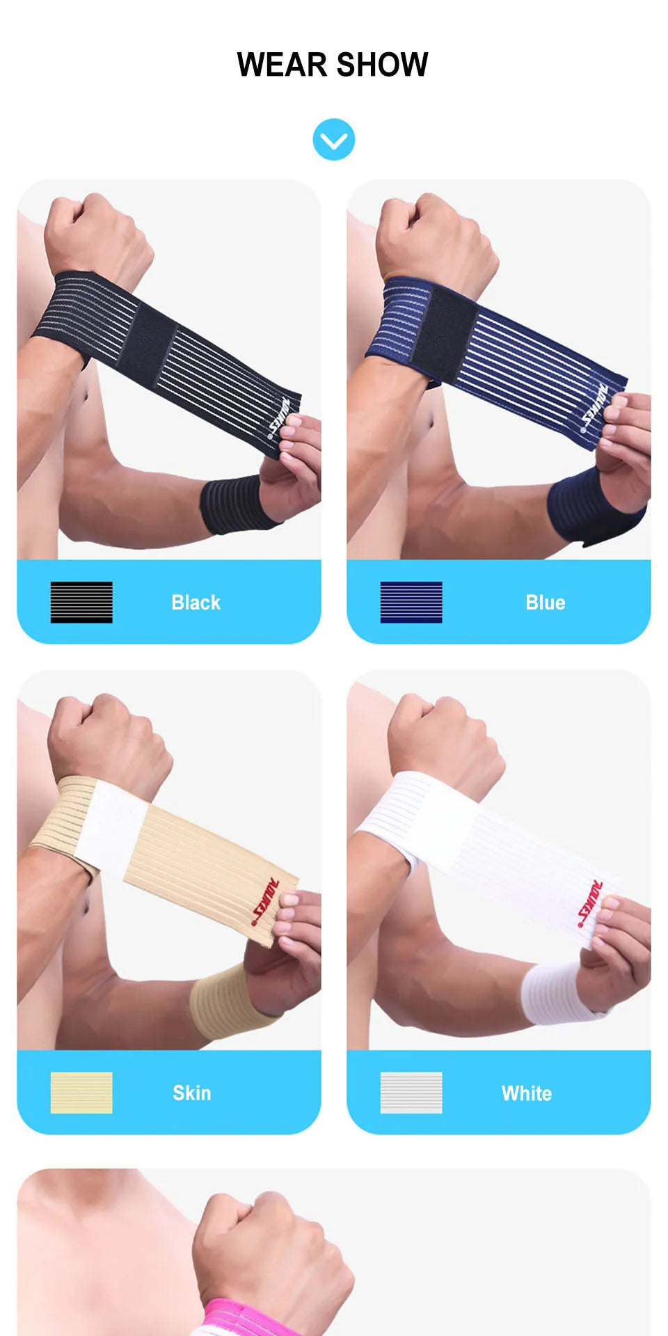 AOLIKES 1PCS Elastic Sport Bandage Wristband hand Gym Support wrist brace Wrap Tennis Cotton Weat band Fitness Powerlifting