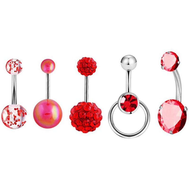 5-12pc/Set Cute Dangle Belly Ring Pack 14G Navel Piercing Bulk Sexy Belly Ring Set Belly Button Ring Lot Pircing Ombligo Jewelry