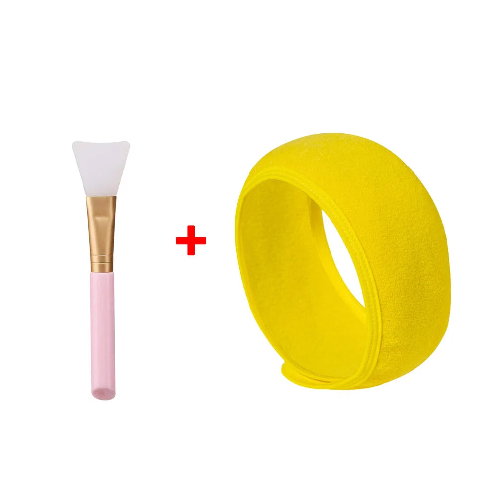 1pc Adjustable Head Band Hairband with 1 Mask Brush Yoga Spa Bath Shower Makeup Wash Face Cosmetic Headband Make Up Accessories