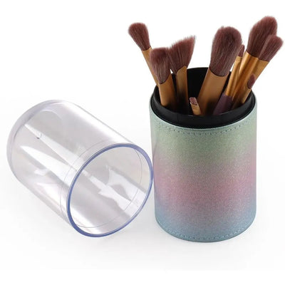 New Small Makeup Brush Holder Cute with Clear Lid Make Up Cup Organizer Large Capacity Dustproof Cosmetic Storage for Travel - ActiveLifeTech