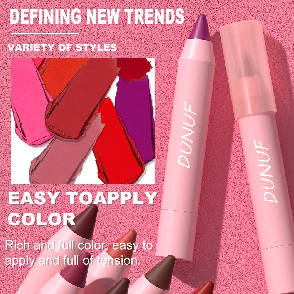 18-Colors Lipstick Pencil Waterproof Sexy Red Matte Contour Tint Lipstick Lasting Non-stick Cup Lipliner Pen Lip Makeup Cosmetic