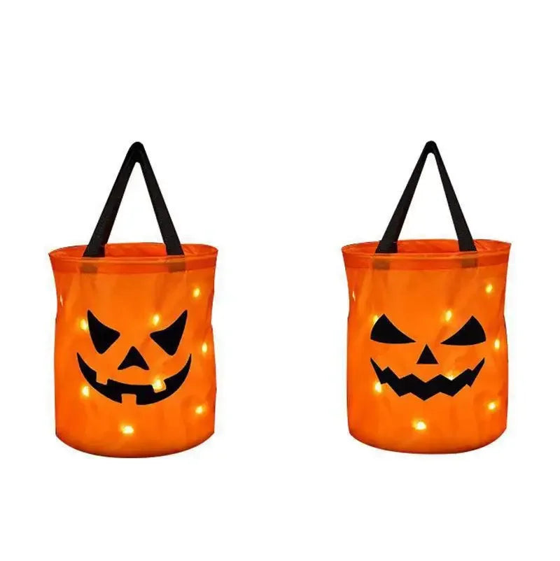 Sac seau citrouille avec lumière LED pour Halloween