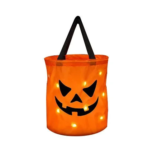 Sac seau citrouille avec lumière LED pour Halloween