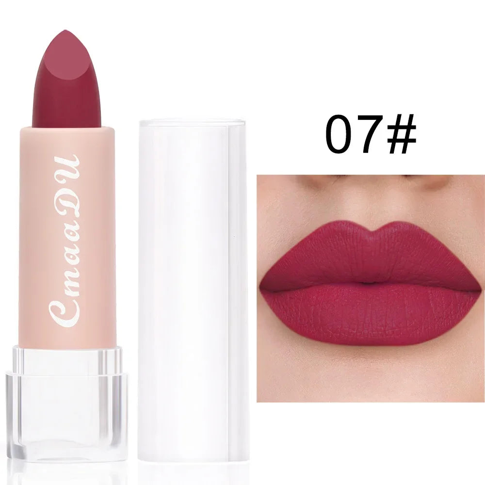 1PC Matte Nude Lippenstift Wasserdicht Langlebig Antihaft-Cup Sexy Rot Rosa Samt Lippenstifte Frauen Make-Up Kosmetik 15 Farben