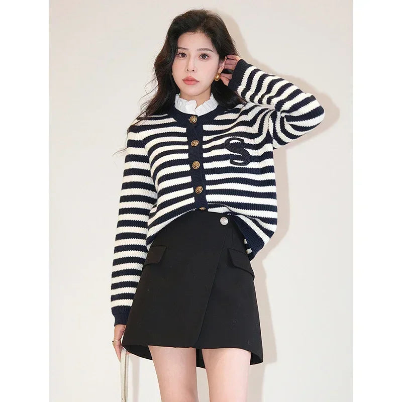 Classic S Letter Knit Cardigan Coat