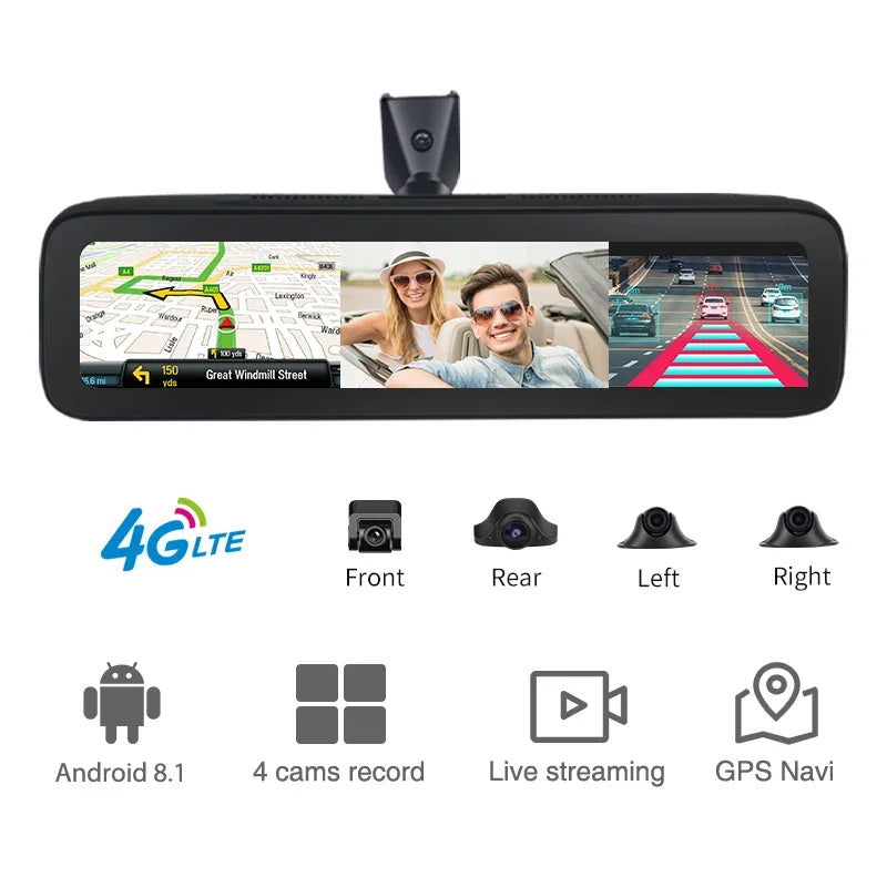 4G Android 2 GB + 32 GB Dash Cam 4 Objektiv 360 ° 11,25 