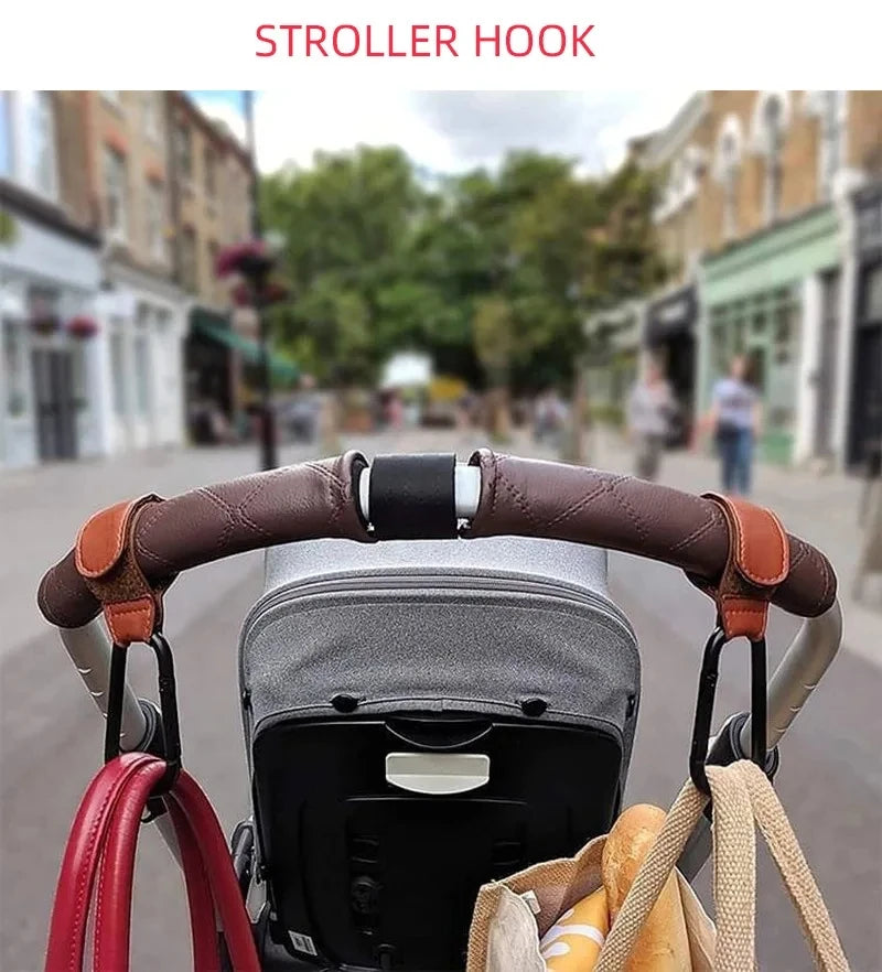 1/2pcs PU Leather Baby Bag Stroller Hook Pram Rotate 360 Degree Rotatable Cart Organizer Pram Hook Stroller Accessories