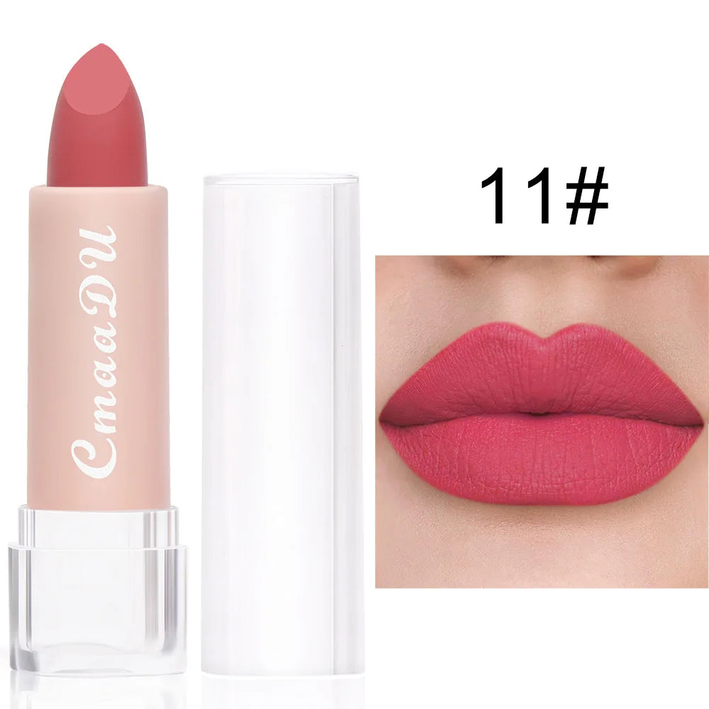 1PC Matte Nude Lippenstift Wasserdicht Langlebig Antihaft-Cup Sexy Rot Rosa Samt Lippenstifte Frauen Make-Up Kosmetik 15 Farben