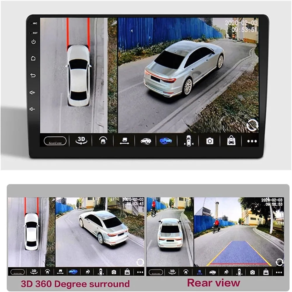 Car 1080P AHD 360 Camera Panoramic Surround View Right+Left+Front+Rear View Camera System for Android Auto Radio Night Vision