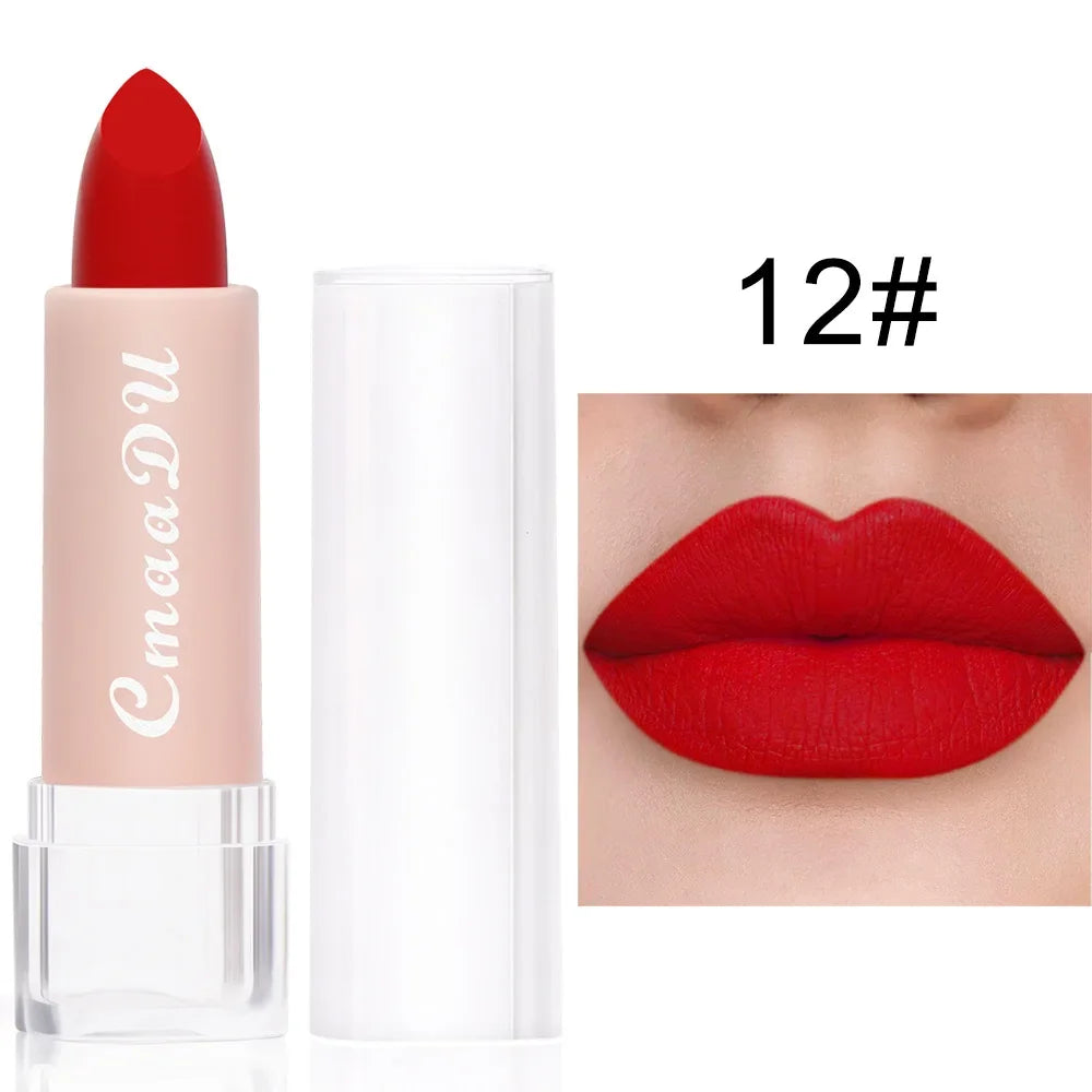 1PC Matte Nude Lippenstift Wasserdicht Langlebig Antihaft-Cup Sexy Rot Rosa Samt Lippenstifte Frauen Make-Up Kosmetik 15 Farben