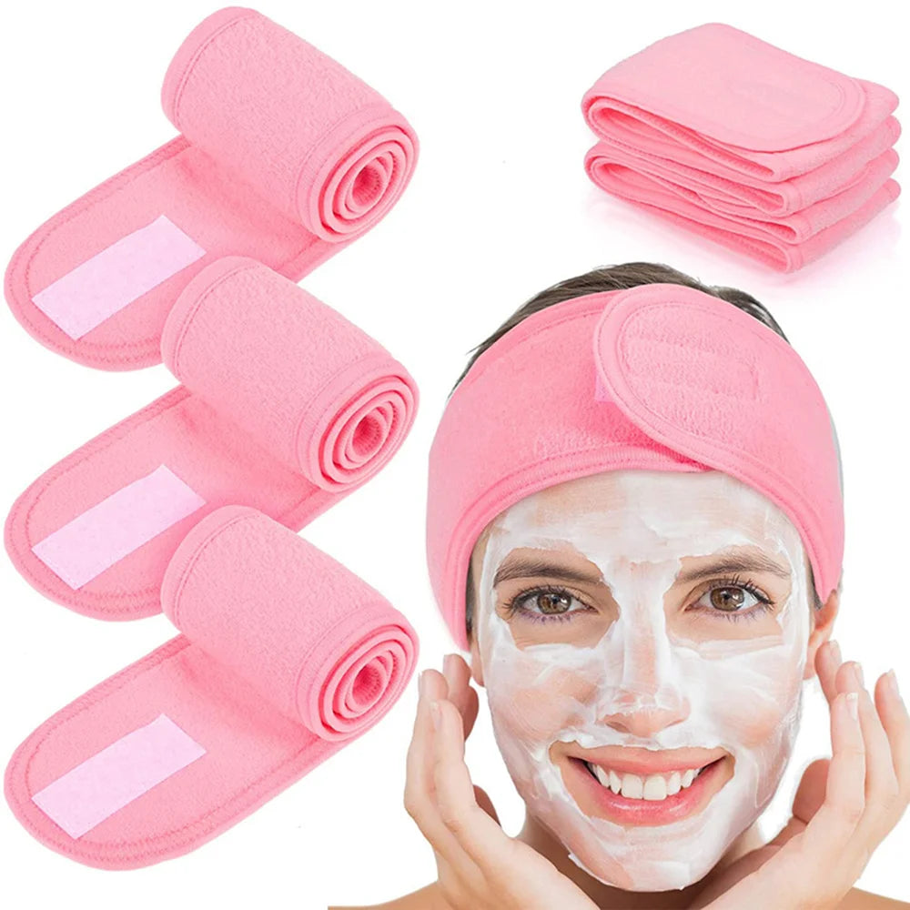 1pc Adjustable Head Band Hairband with 1 Mask Brush Yoga Spa Bath Shower Makeup Wash Face Cosmetic Headband Make Up Accessories