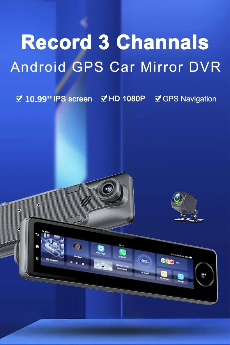 4G Video Recorder 3-CH Auto DVR ADAS Android 8.1 Rückspiegel 1080P Spezielle Halterung Auto 11 