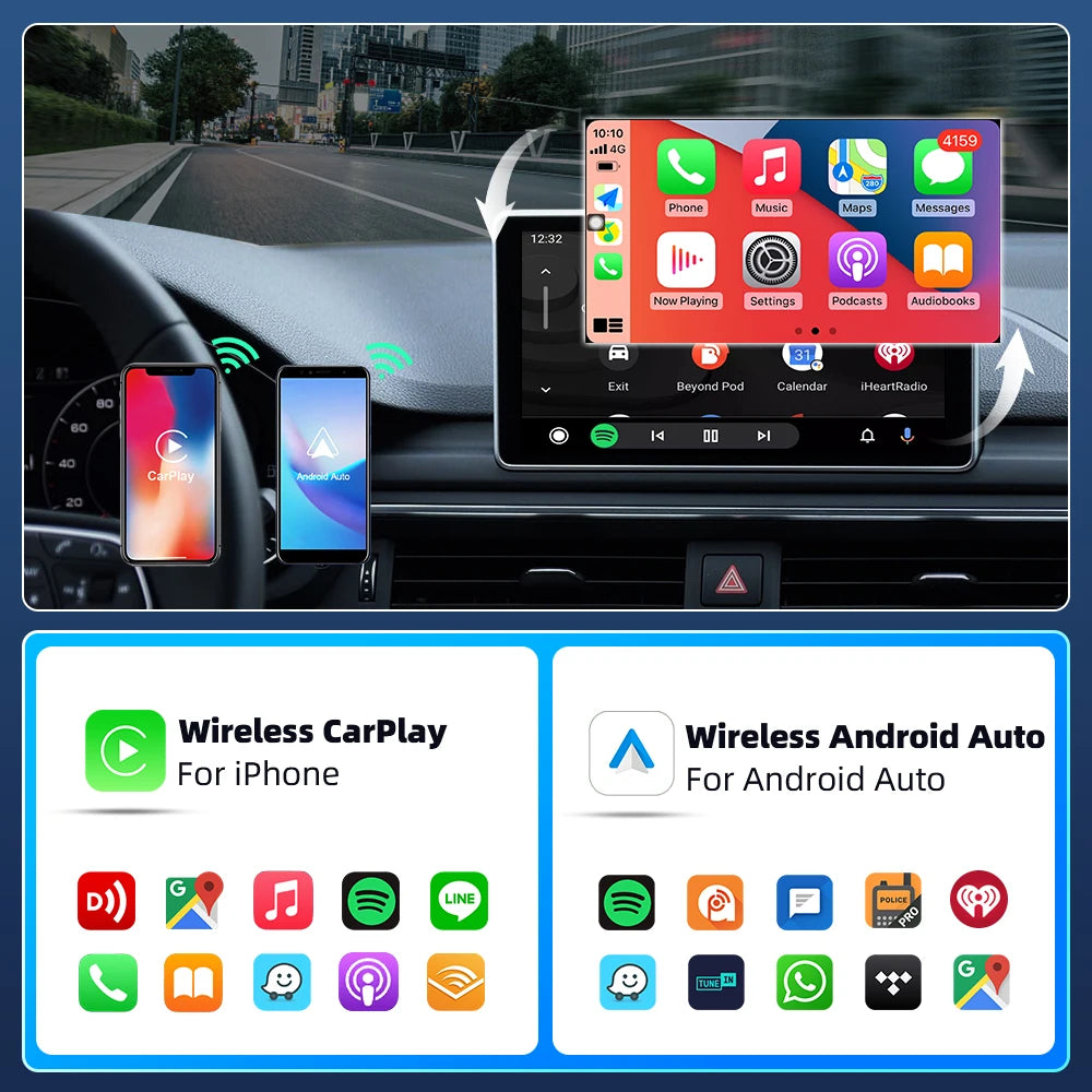 CarAIBOX 2in1 Wireless CarPlay Dongle und Wireless Android Auto Box für Autoradio mit kabelgebundenem CarPlay