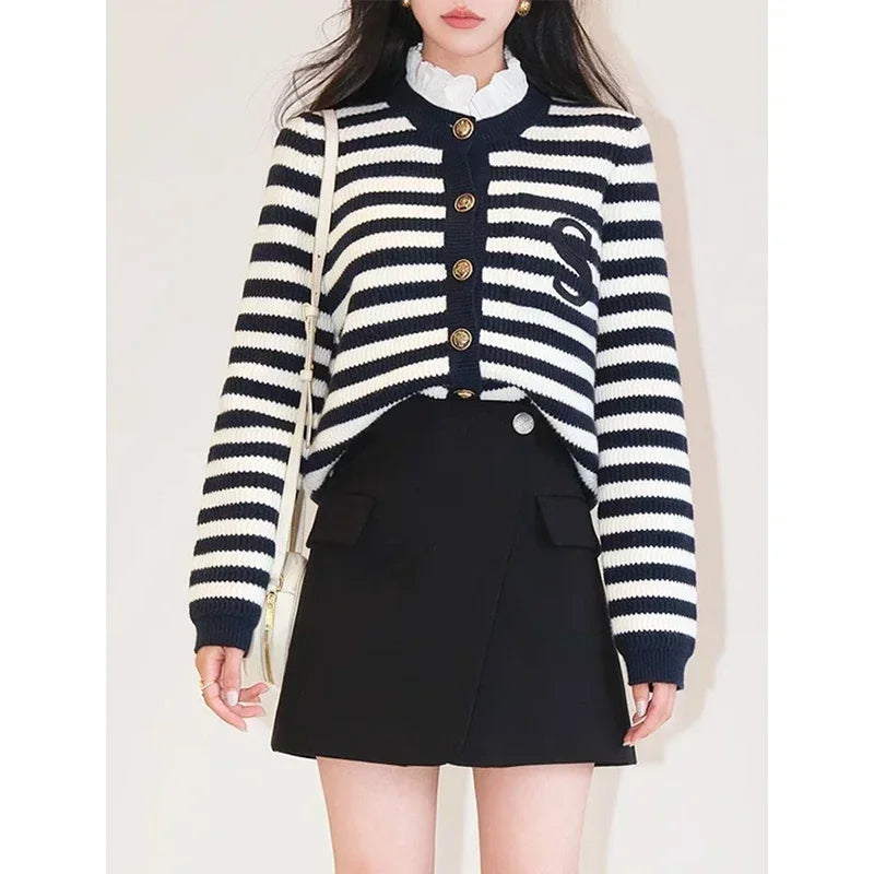 Classic S Letter Knit Cardigan Coat