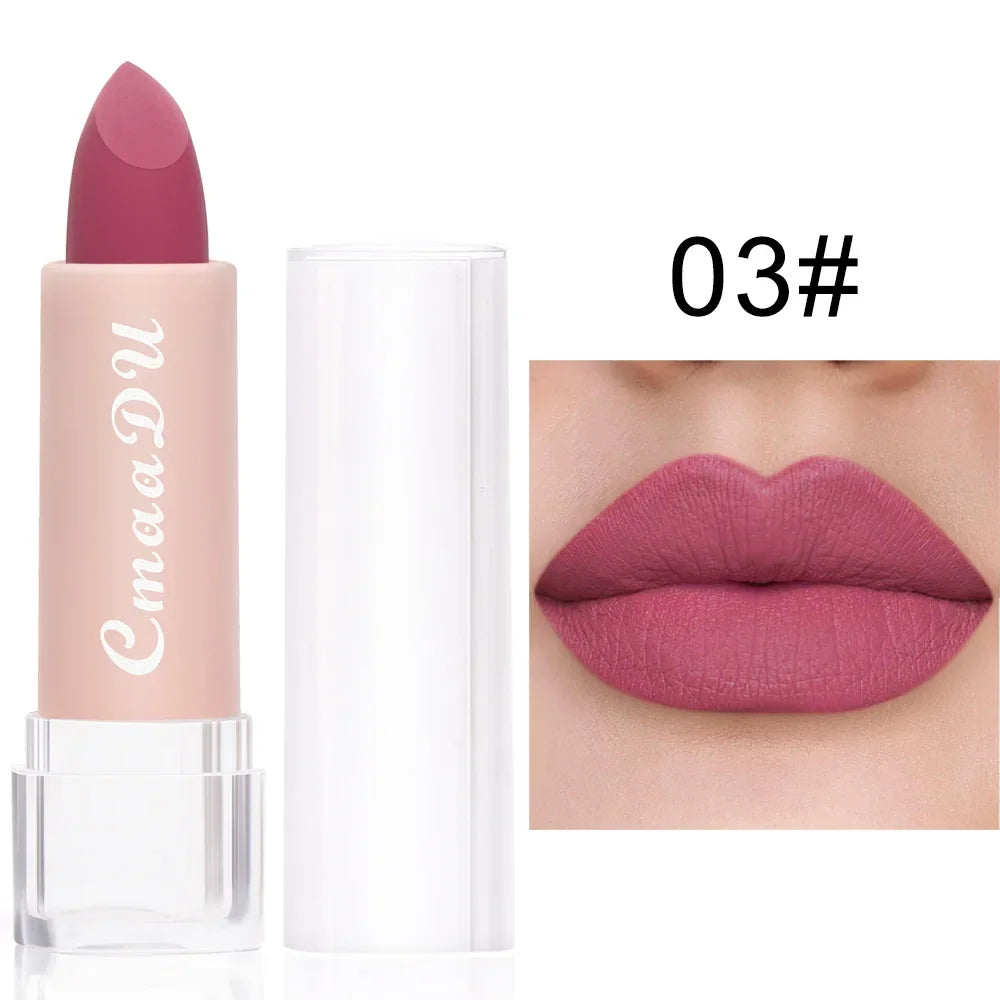 1PC Matte Nude Lippenstift Wasserdicht Langlebig Antihaft-Cup Sexy Rot Rosa Samt Lippenstifte Frauen Make-Up Kosmetik 15 Farben