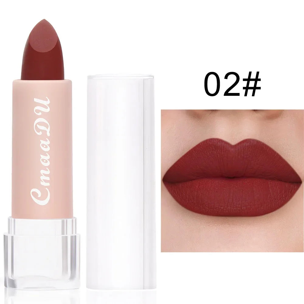 1PC Matte Nude Lippenstift Wasserdicht Langlebig Antihaft-Cup Sexy Rot Rosa Samt Lippenstifte Frauen Make-Up Kosmetik 15 Farben