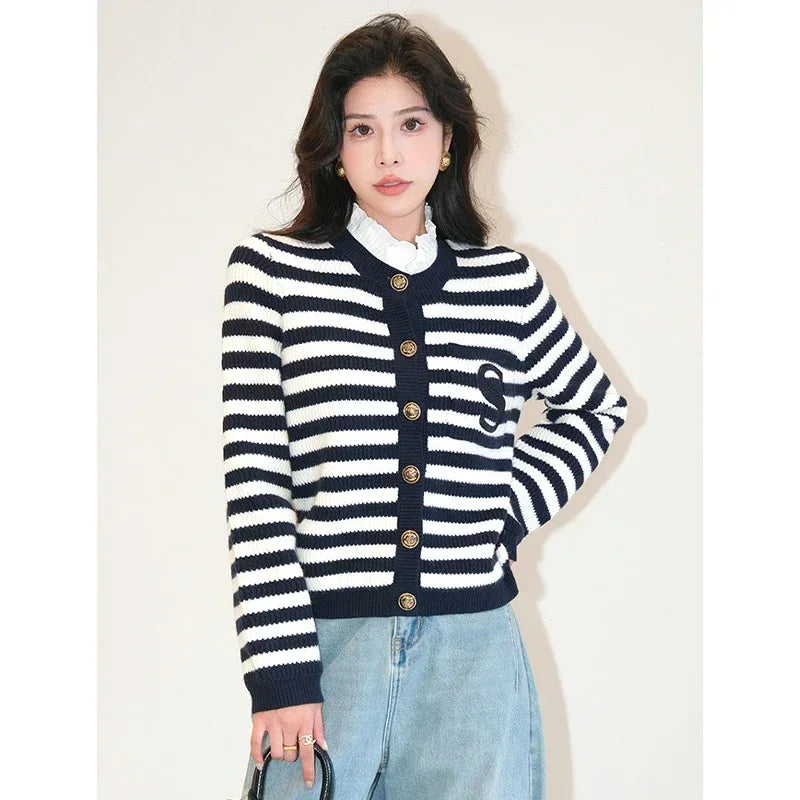 Classic S Letter Knit Cardigan Coat