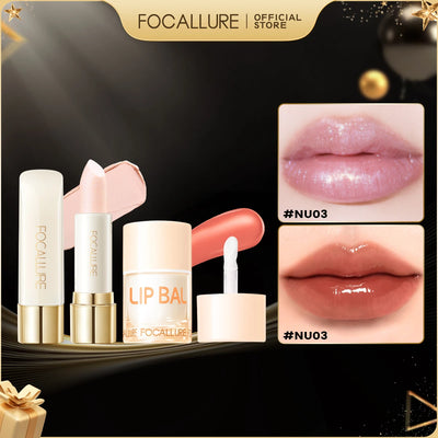 FOCALLURE 2 Pcs Lip Gloss Diamond Lipstick Non-sticky Liquid Lipstick Set Moisturizing Lip Blam Lips Makeup Cosmetics - ActiveLifeTech