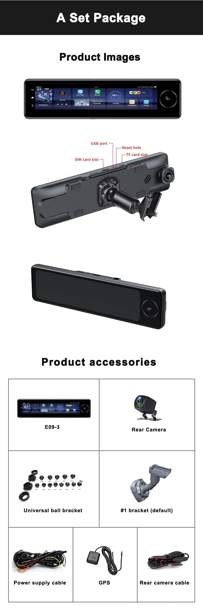 4G Video Recorder 3-CH Auto DVR ADAS Android 8.1 Rückspiegel 1080P Spezielle Halterung Auto 11 