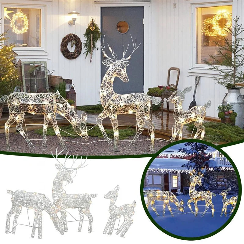 3 pièces Iron Art Elk Deer Jardin de Noël