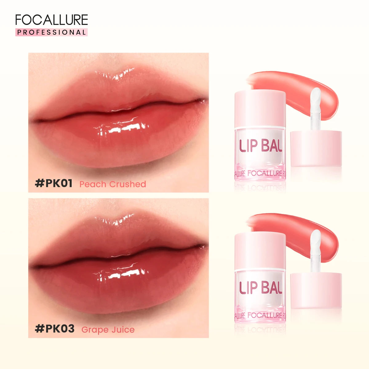 FOCALLURE 2 Stück Lipgloss Diamant-Lippenstift Nicht klebender flüssiger Lippenstift Set Feuchtigkeitsspendende Lip Blam Lippen Make-up Kosmetik