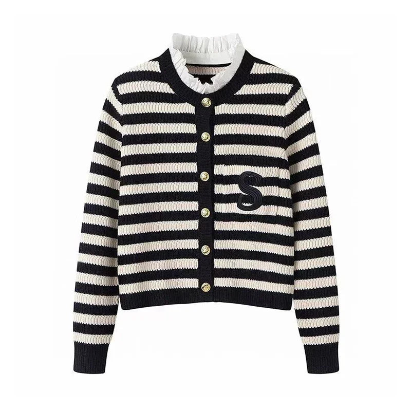 Classic S Letter Knit Cardigan Coat