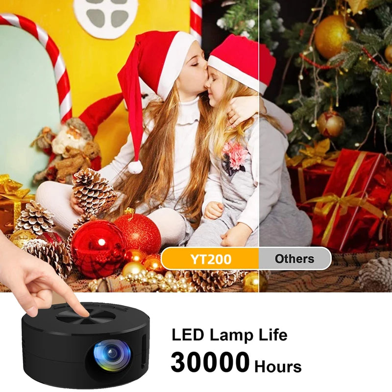 LED Projector For iPhone Android Home Media Player Audio Portable Projector USB Video Wired Screen Mirror Home Party Theater