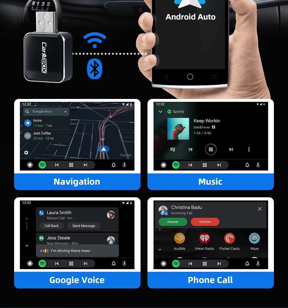 CarAIBOX 2in1 Wireless CarPlay Dongle und Wireless Android Auto Box für Autoradio mit kabelgebundenem CarPlay