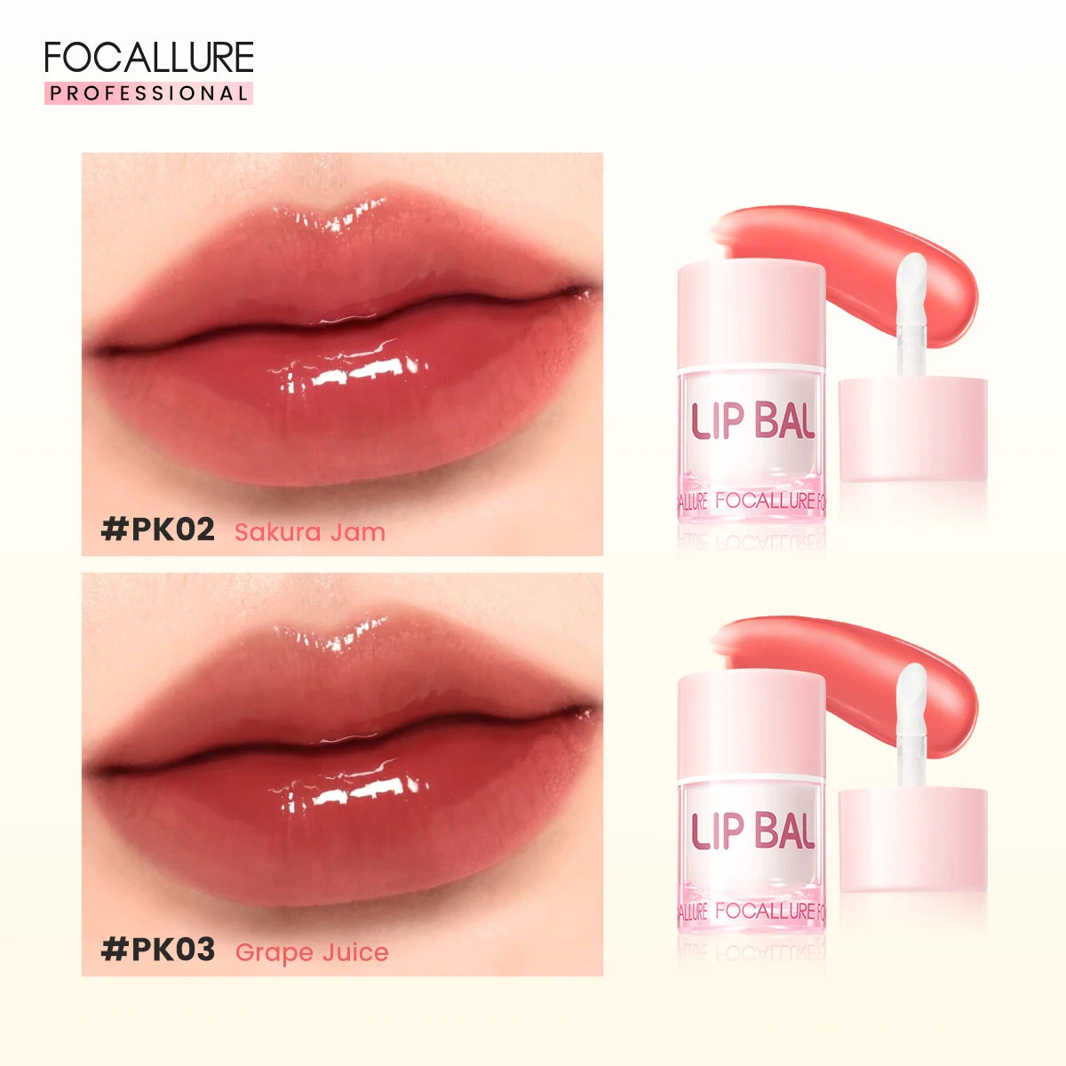 FOCALLURE 2 Stück Lipgloss Diamant-Lippenstift Nicht klebender flüssiger Lippenstift Set Feuchtigkeitsspendende Lip Blam Lippen Make-up Kosmetik