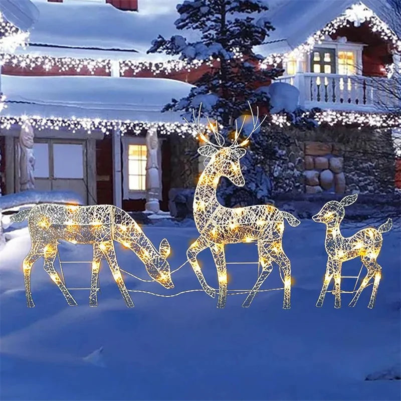 3 pièces Iron Art Elk Deer Jardin de Noël