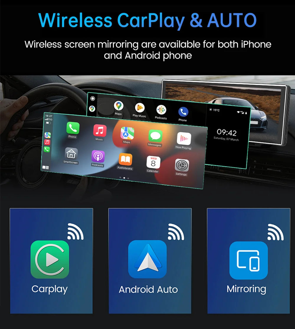 11,26 Zoll 2024 Neues Upgrade JIUYIN Universal-Autoradio Multimedia-Navigation Drahtloses CarPlay Apple Android Auto Mirror Music MP5