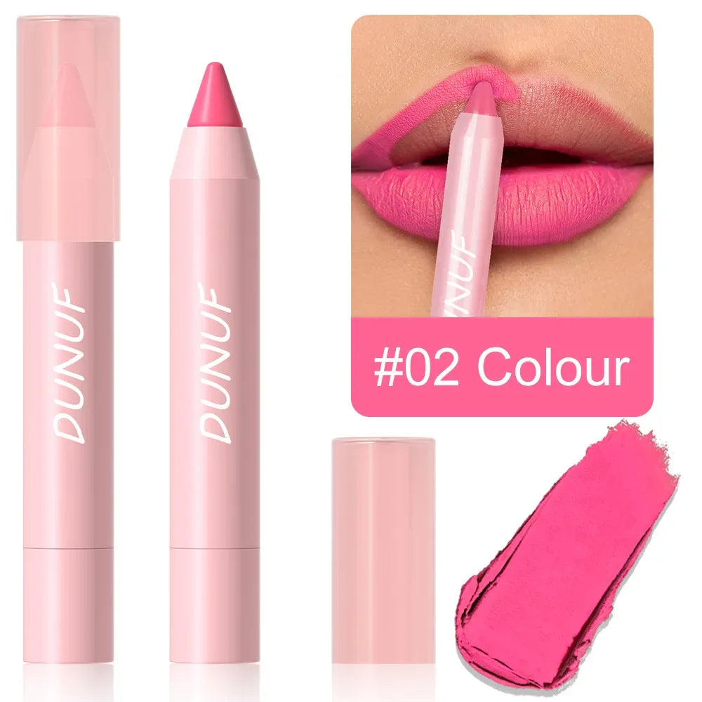 18-Colors Lipstick Pencil Waterproof Sexy Red Matte Contour Tint Lipstick Lasting Non-stick Cup Lipliner Pen Lip Makeup Cosmetic